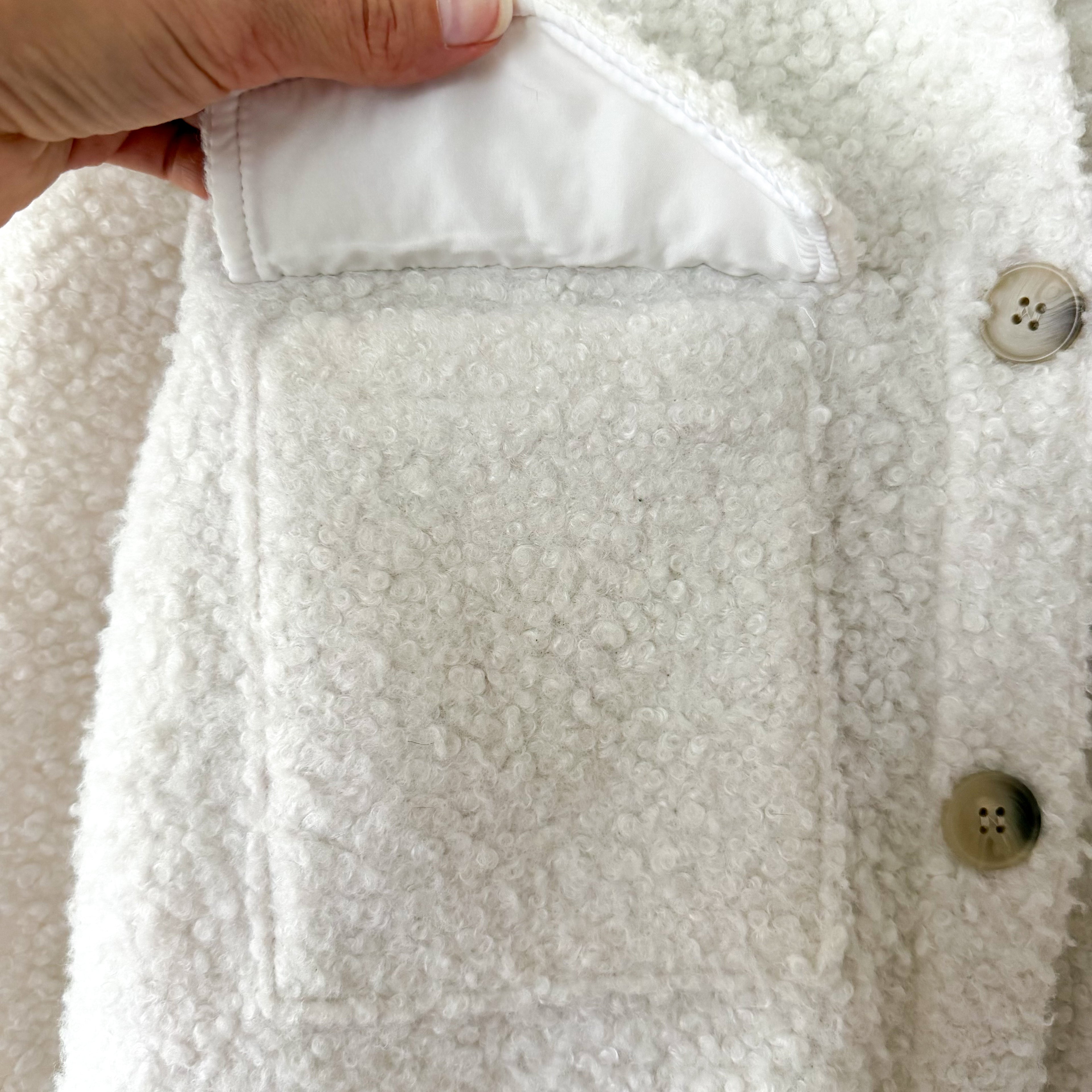 H&M Oversized Teddy Sherpa Shacket in Cream | XS