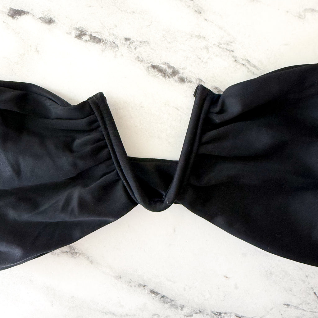 Mikoh Parsa Black Bandeau V-Notch Swimsuit Top | XS