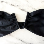 Mikoh Parsa Black Bandeau V-Notch Swimsuit Top | XS