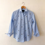 J.Crew Collection Garçon Button Down Rhinestone Embellished Long Sleeve Dress Shirt in Blue Pinstripe | 00