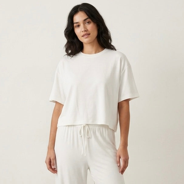BumpSuit The Cloud Cropped Tee in Ivory | XS
