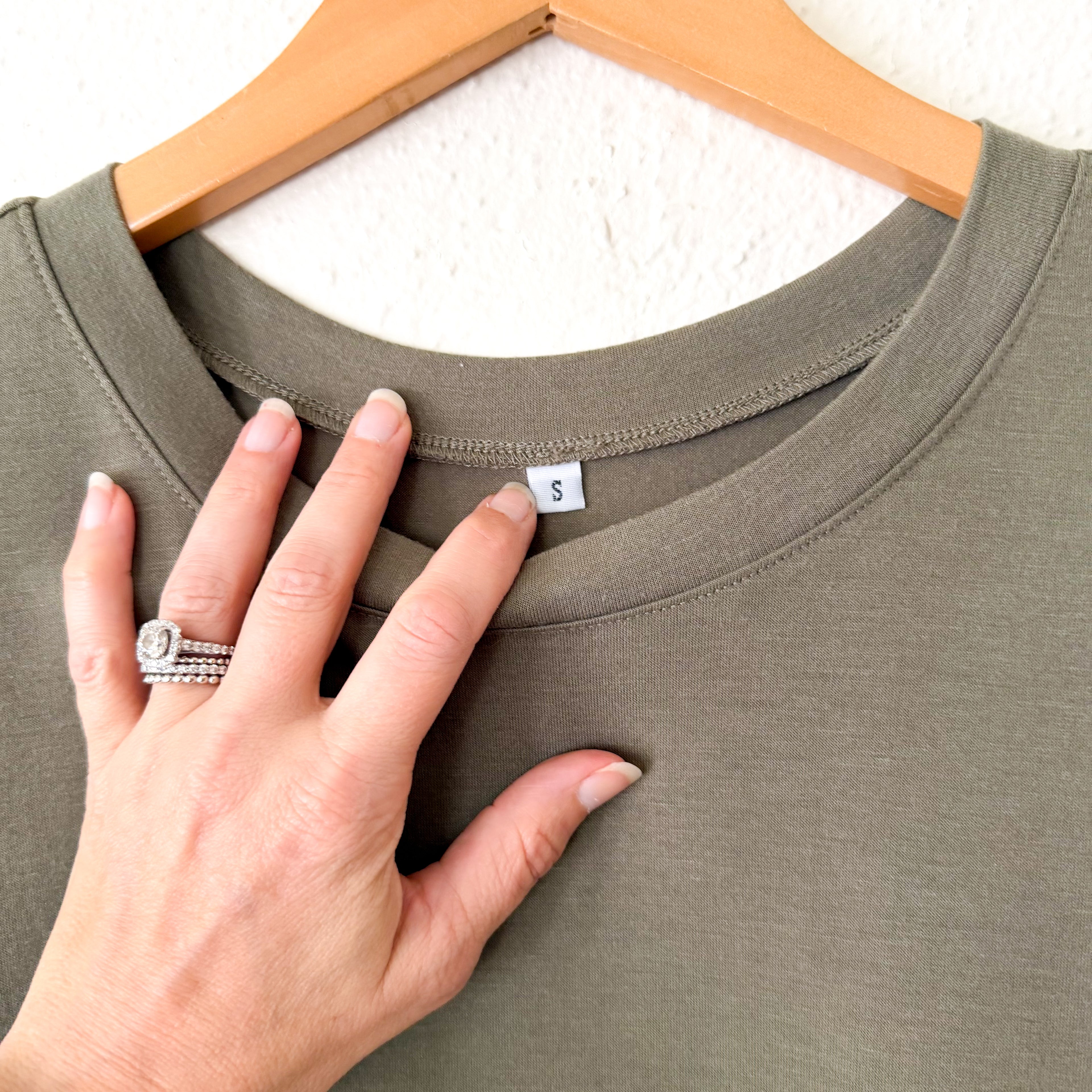 Women's Olive Green Midi Jersey Dress | Small