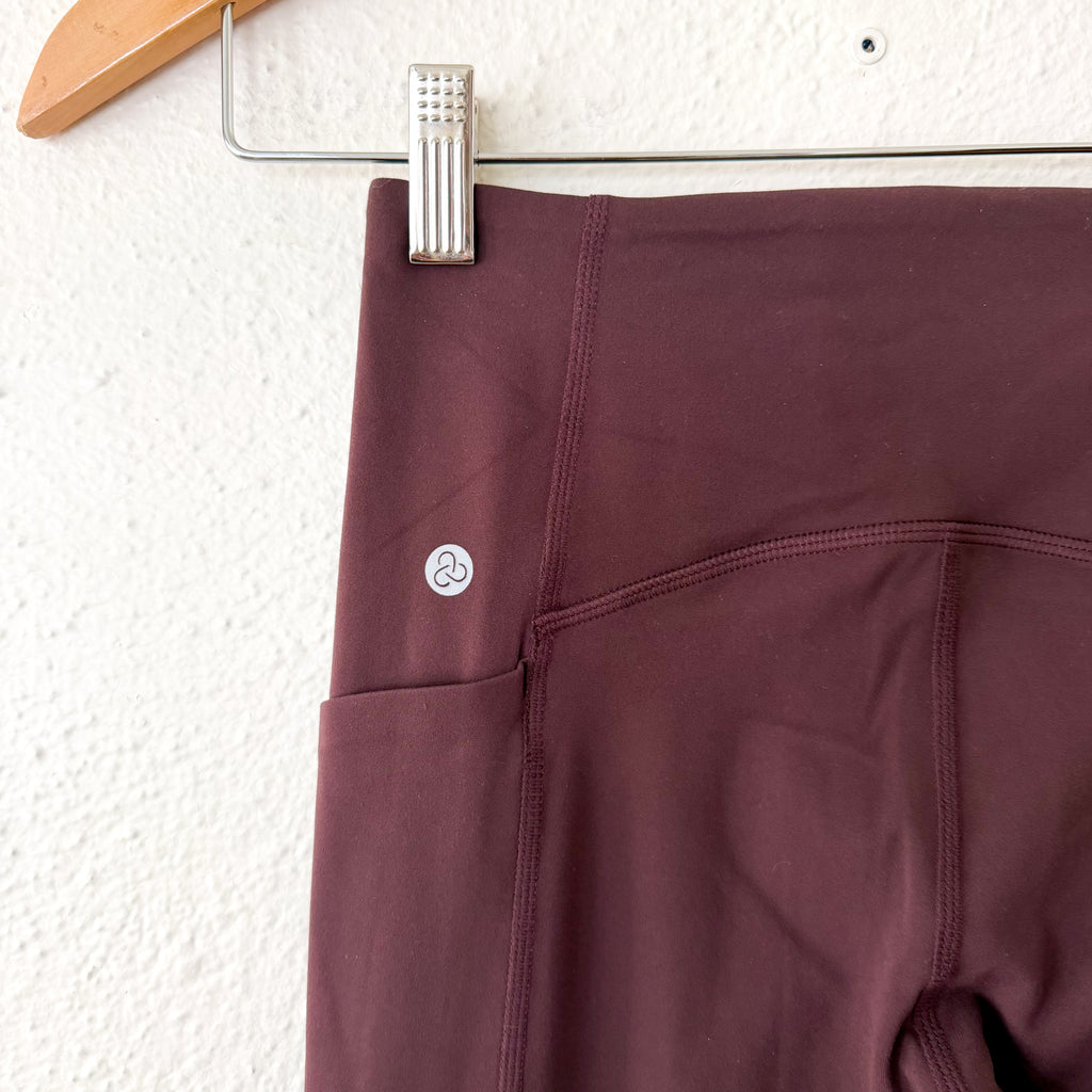 Zella Studio Luxe High Waist Pocket ¾ Length Legging in Burgundy Fudge | XS