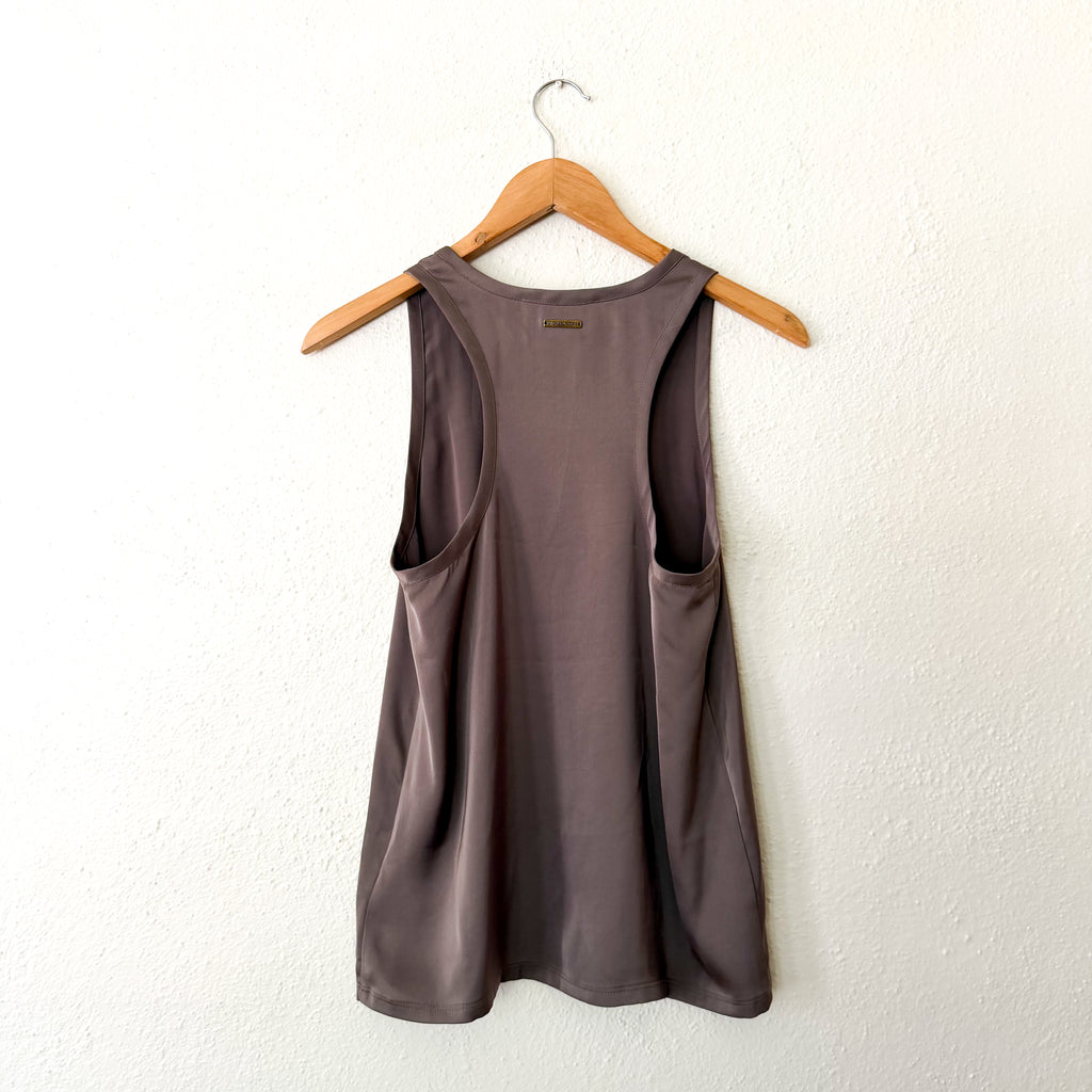 MICHAEL Michael Kors Satin Racerback Tank Top in Chestnut, sz XS