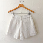 NA-KD Tweed Mid-Rise Pleat Detail Shorts in White | 34/2