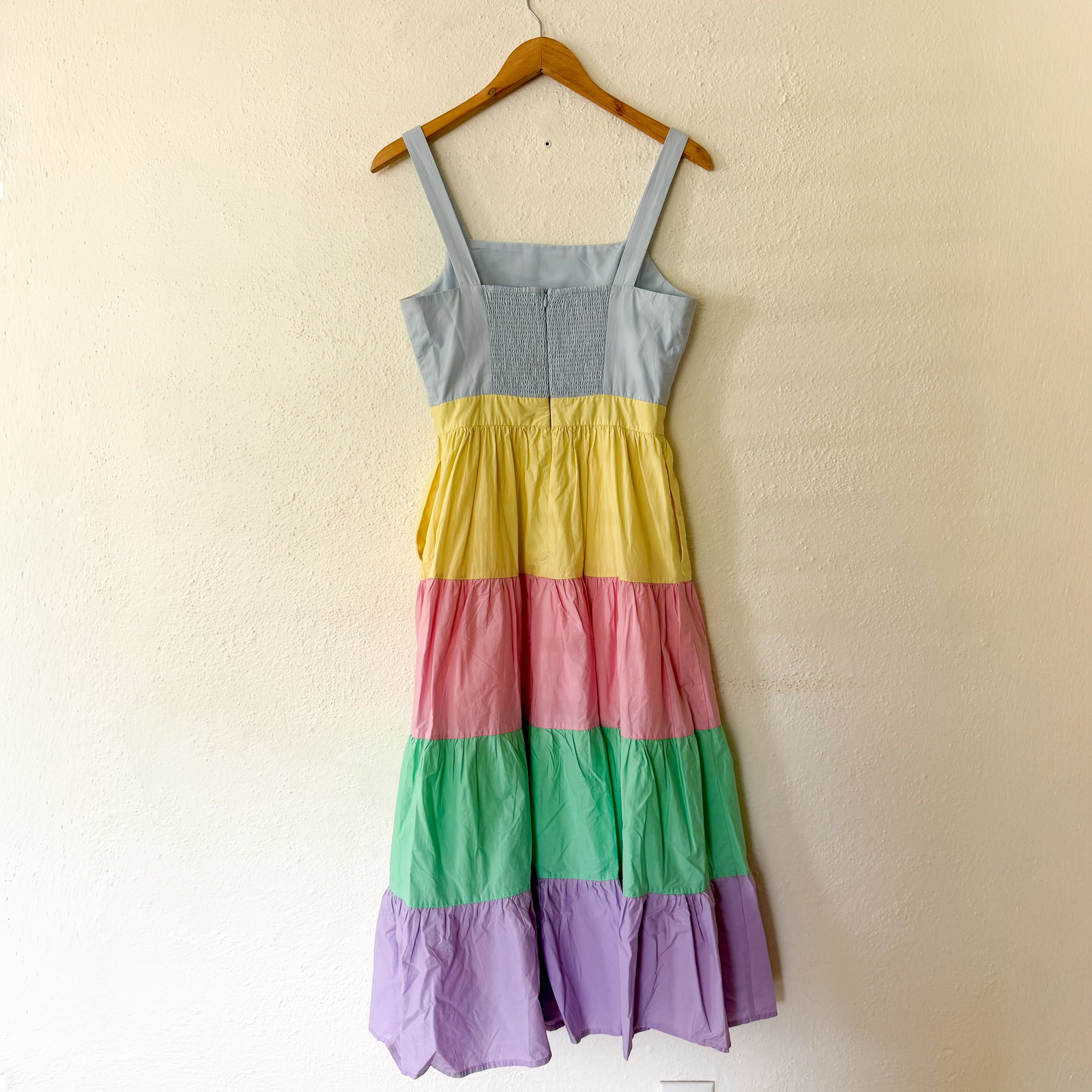 English Factory Pastel Colorblock Tiered Maxi Dress | S
