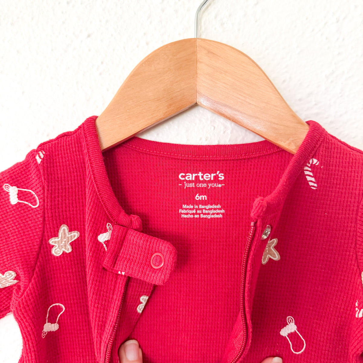Carter's Red Gingerbread Textured 2-Way Zip Footed Sleeper | 3-6m