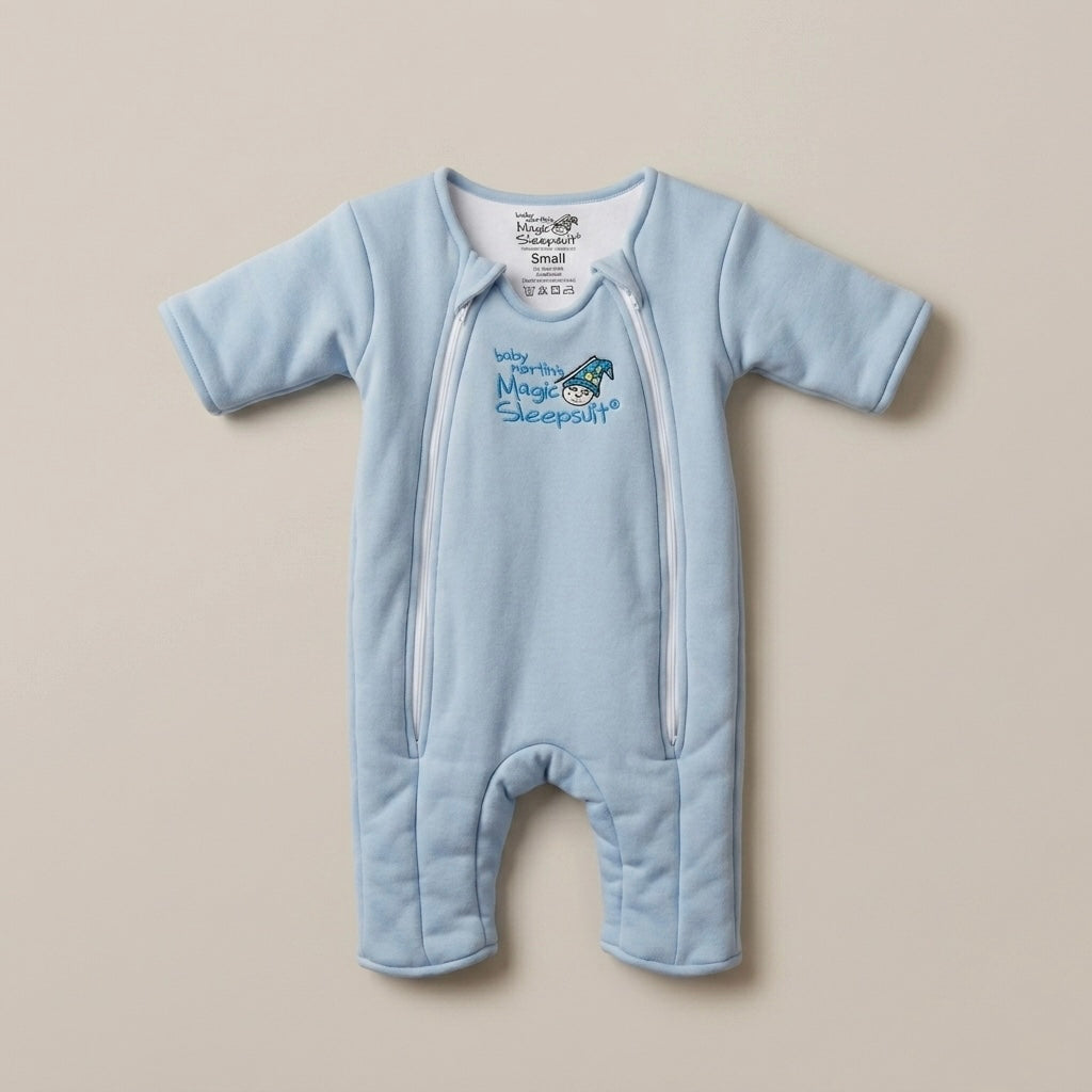 Baby Merlin Light Blue Cotton Magic Sleepsuit Infant Sleep Bag | S (3-6m)