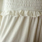 Women’s White Smocked Flutter Sleeve Pointelle Maxi Dress | S