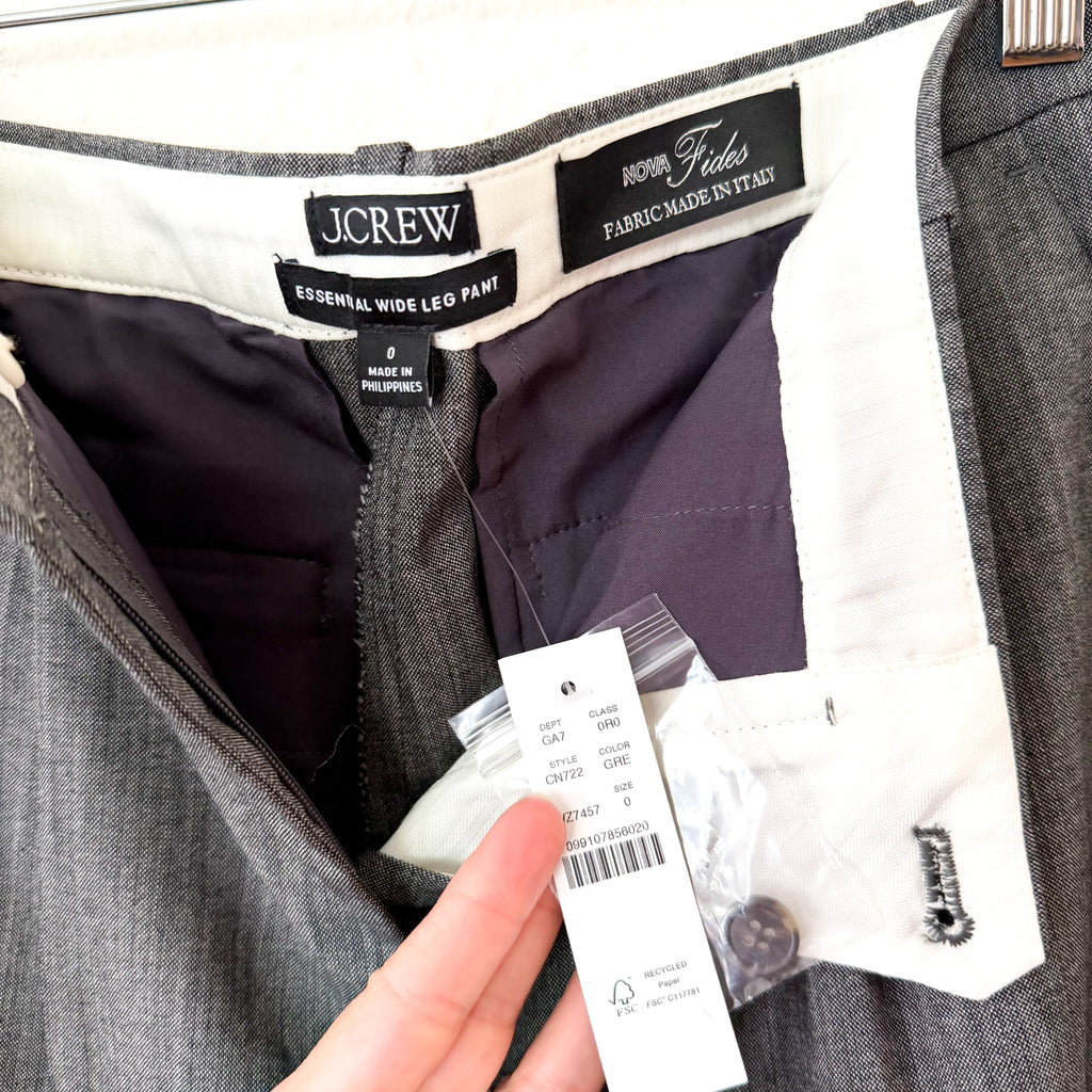 J.Crew Essential Wide-Leg Pant in Grey Italian Studio Wool Blend | 0