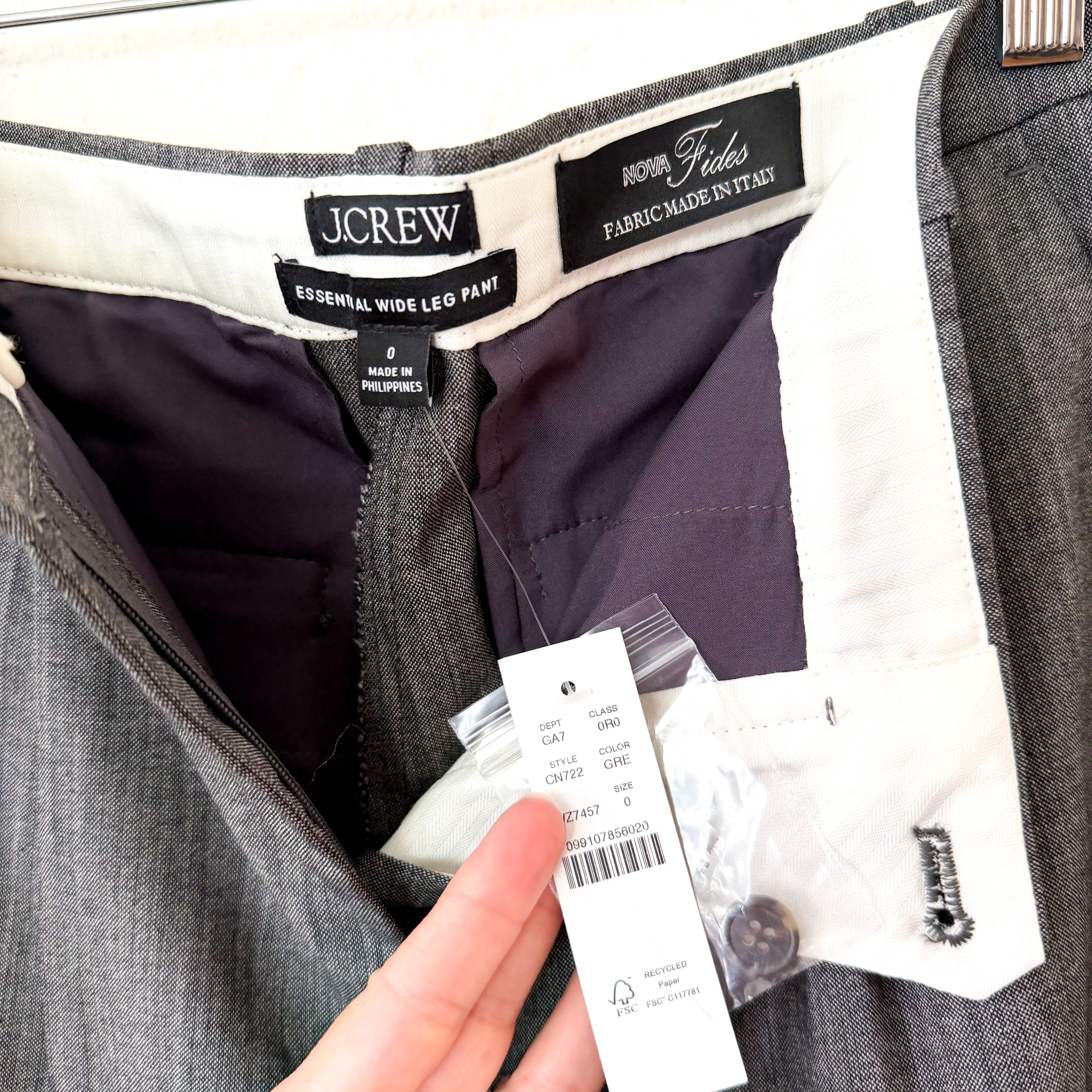 J.Crew Essential Wide-Leg Pant in Grey Italian Studio Wool Blend | 0