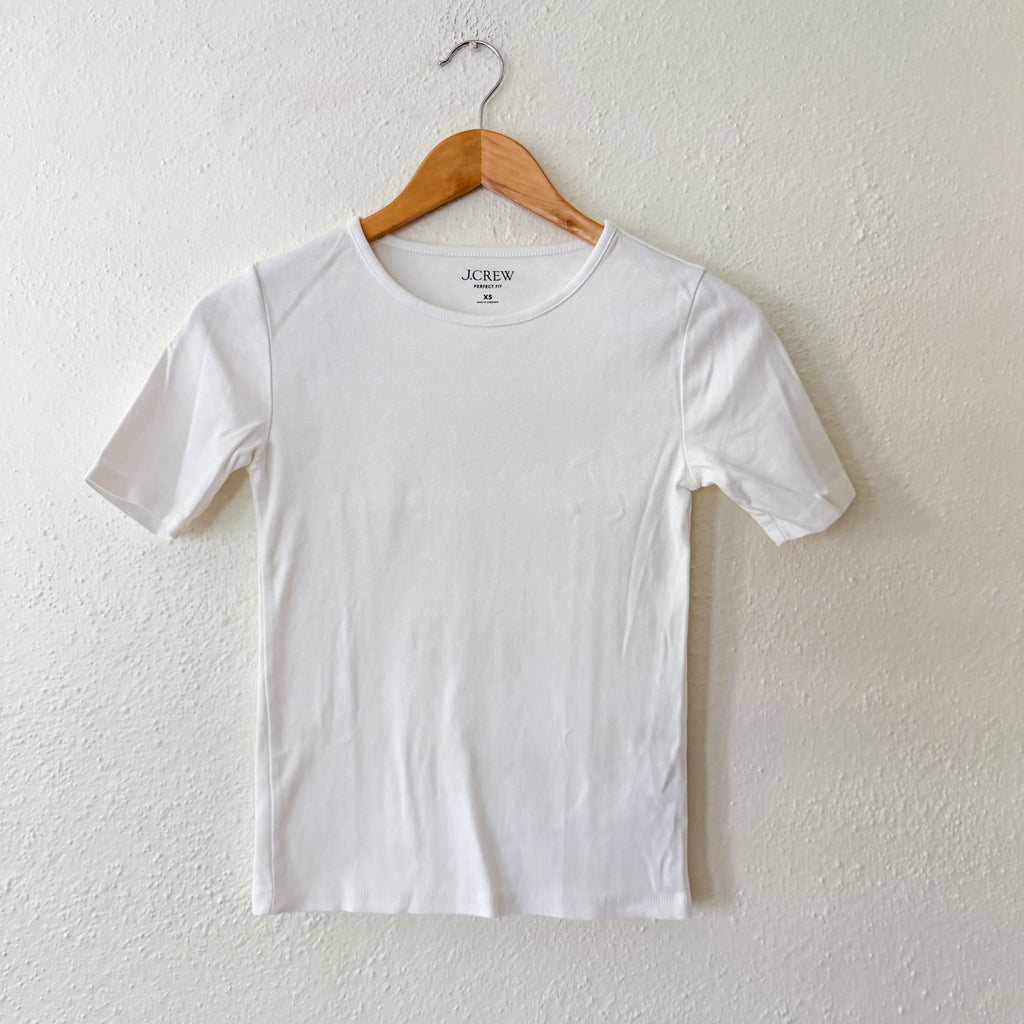 J.Crew Perfect Fit Crewneck Short Sleeve T-Shirt in White | XS
