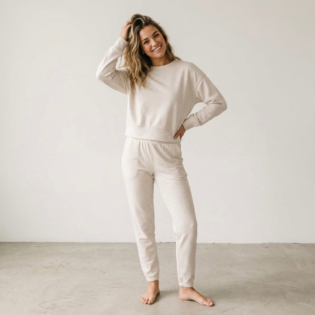 Spanx AirEssentials® Lightweight Crewneck Pullover Sweatshirt in Oatmeal Heather | XS
