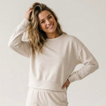 Spanx AirEssentials® Lightweight Crewneck Pullover Sweatshirt in Oatmeal Heather | XS