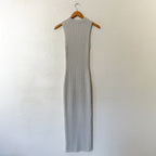 Open Edit Sleeveless Crewneck Sequin Ribbed Midi Sweater Dress in Ice Grey | XS