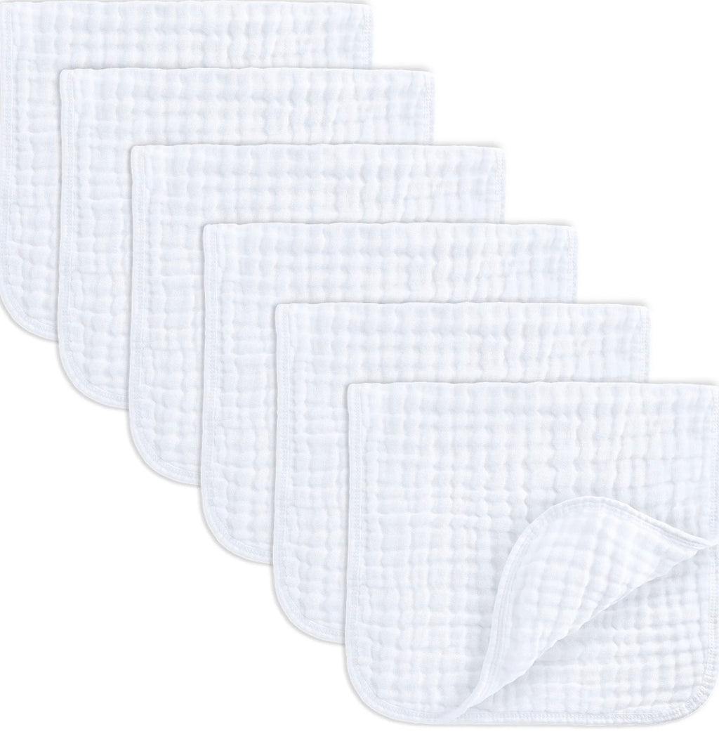 Comfy Cubs White Muslin Burp Cloth Bundle x6