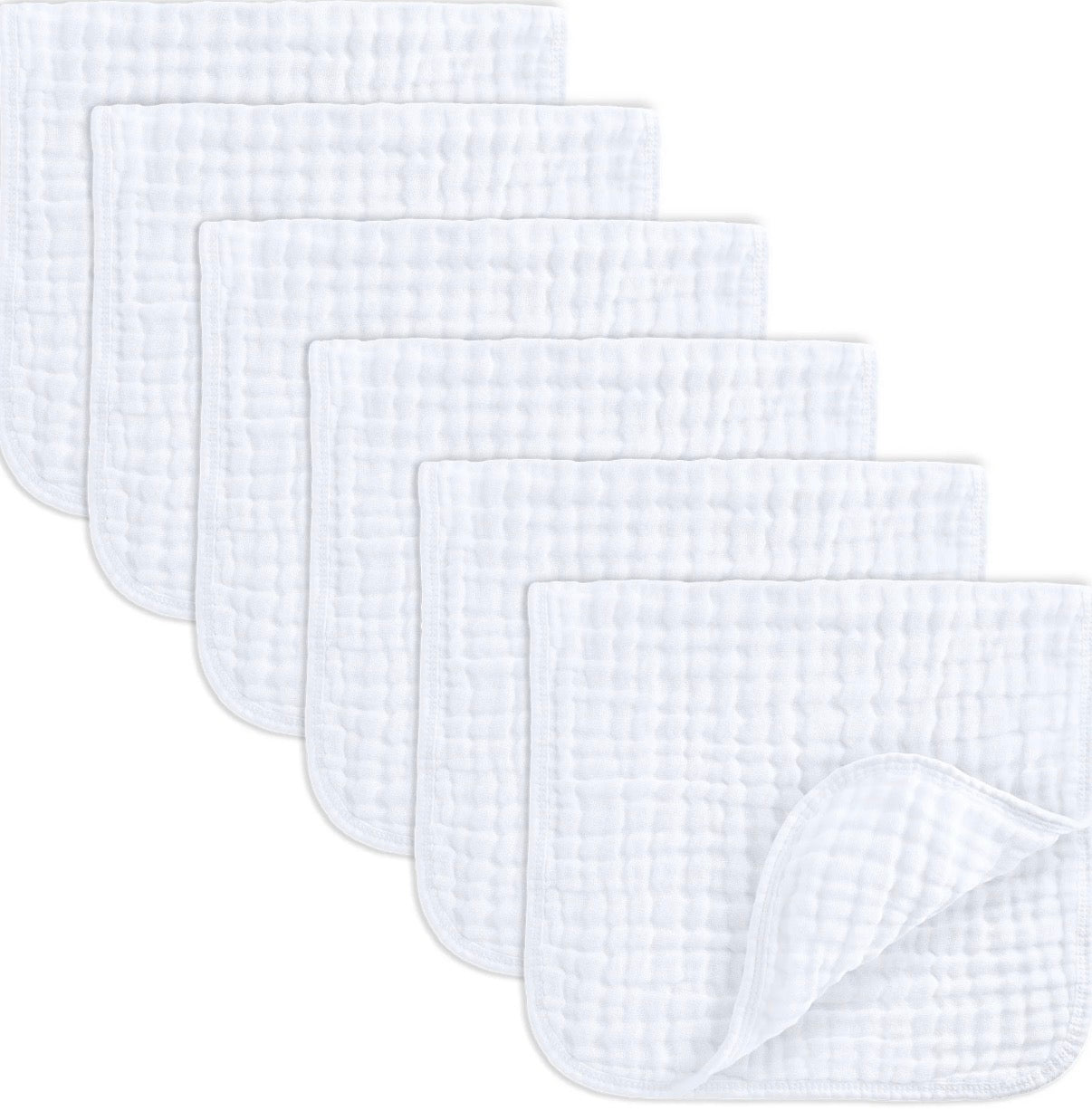 Comfy Cubs White Muslin Burp Cloth Bundle x6