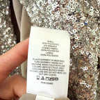 Express Silver Sequin One Button Boyfriend Blazer |  XS