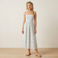 Petal & Pup Blue & White Lisette Strapless Midi Dress | XS