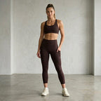 Zella Studio Luxe High Waist Pocket ¾ Length Legging in Burgundy Fudge | XS