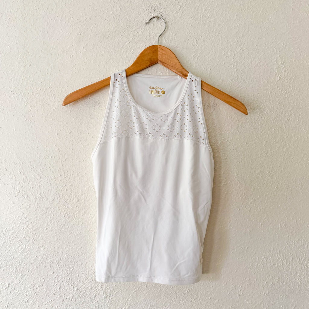 Lilly Pulitzer Luxletic White Eyelet Racerback Exercise Tank | XS