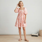 J.Crew Collection Pink Floral Puff-Sleeve Mini Dress in Windswept Floral | 00