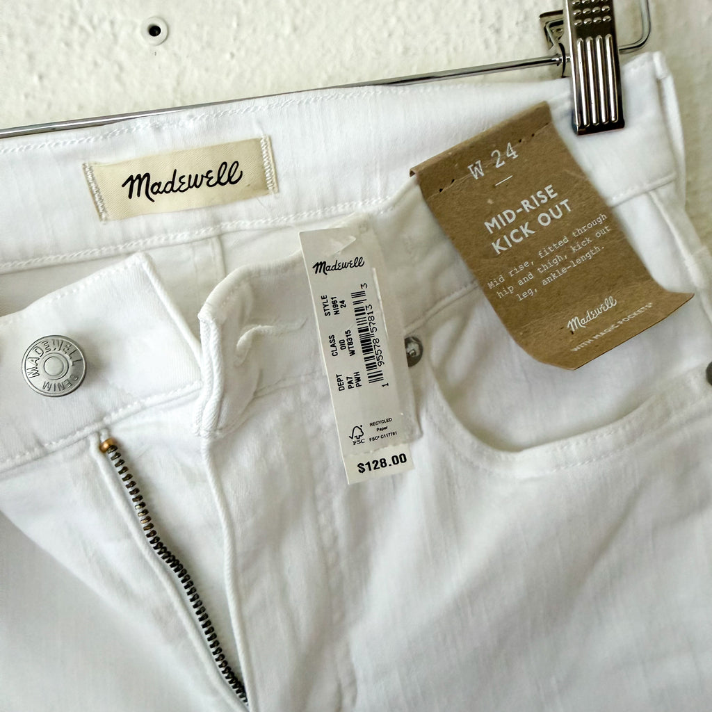 Madewell Mid-Rise Kick Out Crop Jeans in Pure White | 24