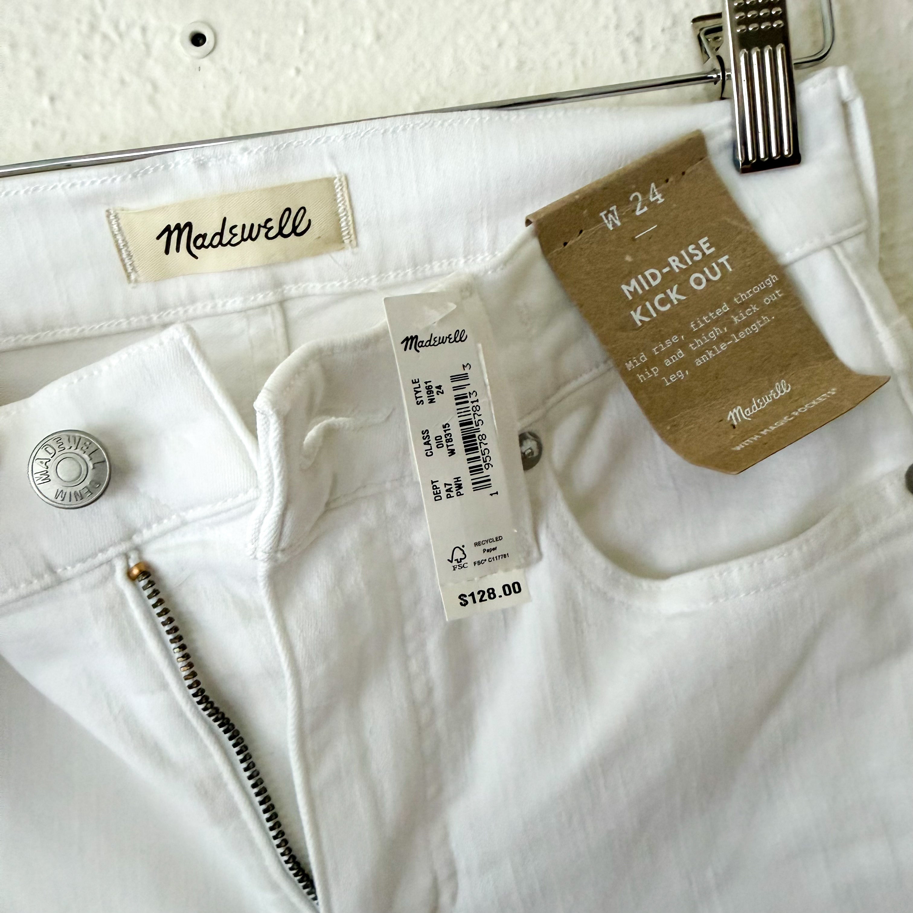 Madewell Mid-Rise Kick Out Crop Jeans in Pure White | 24