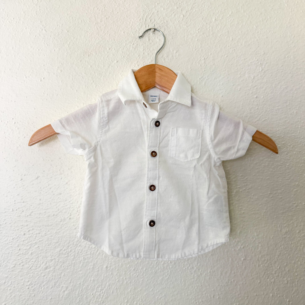 Old Navy White Short Sleeve Oxford Button Down Shirt | 3-6m