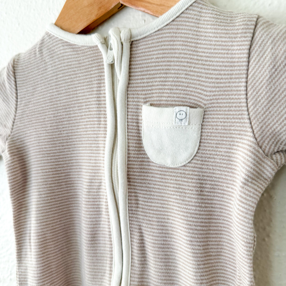 Mori Organic Cotton Brown Stripe Long Sleeve 2-Way Clever Zip Footie Sleeper | 0-3m