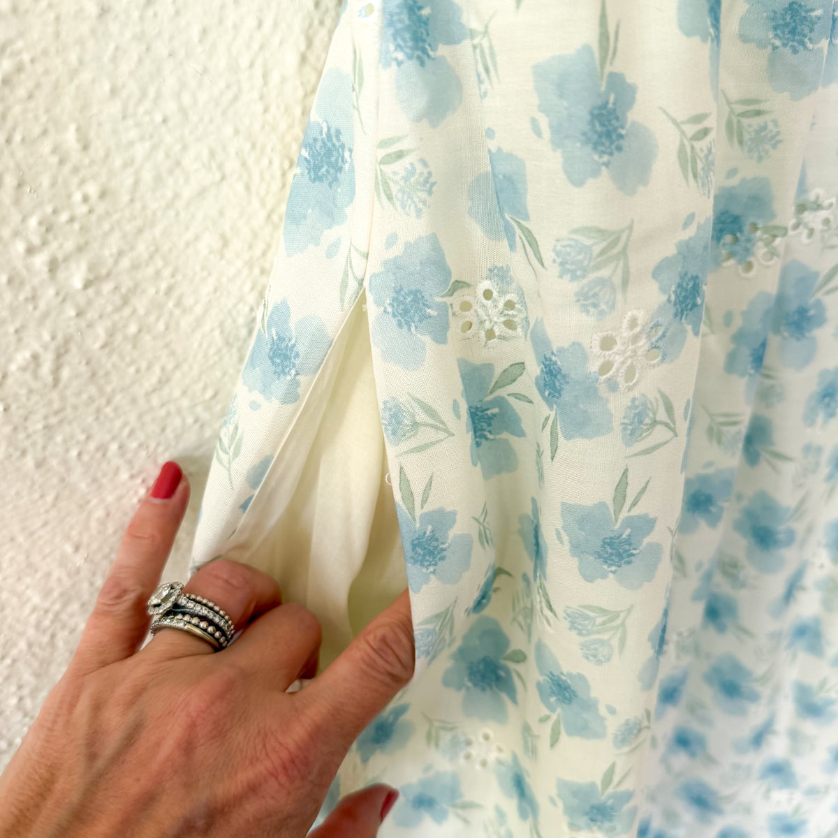 Petal & Pup Blue & White Lisette Strapless Midi Dress | XS