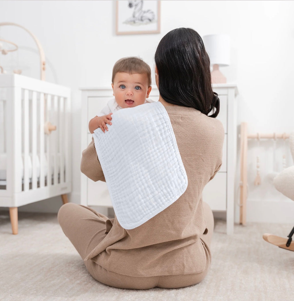 Comfy Cubs White Muslin Burp Cloth Bundle x6