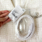 Self-Portrait Cream Rhinestone Embellished Tweed Boucle Belted Jacket | 0