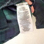 Polo Ralph Lauren Navy Green Plaid Textured Velvet Long Sleeve Bodysuit | 12-18m