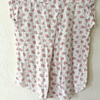 Jachs New York Girlfriend Floral Rayon Short Sleeve Button Up Blouse | XS