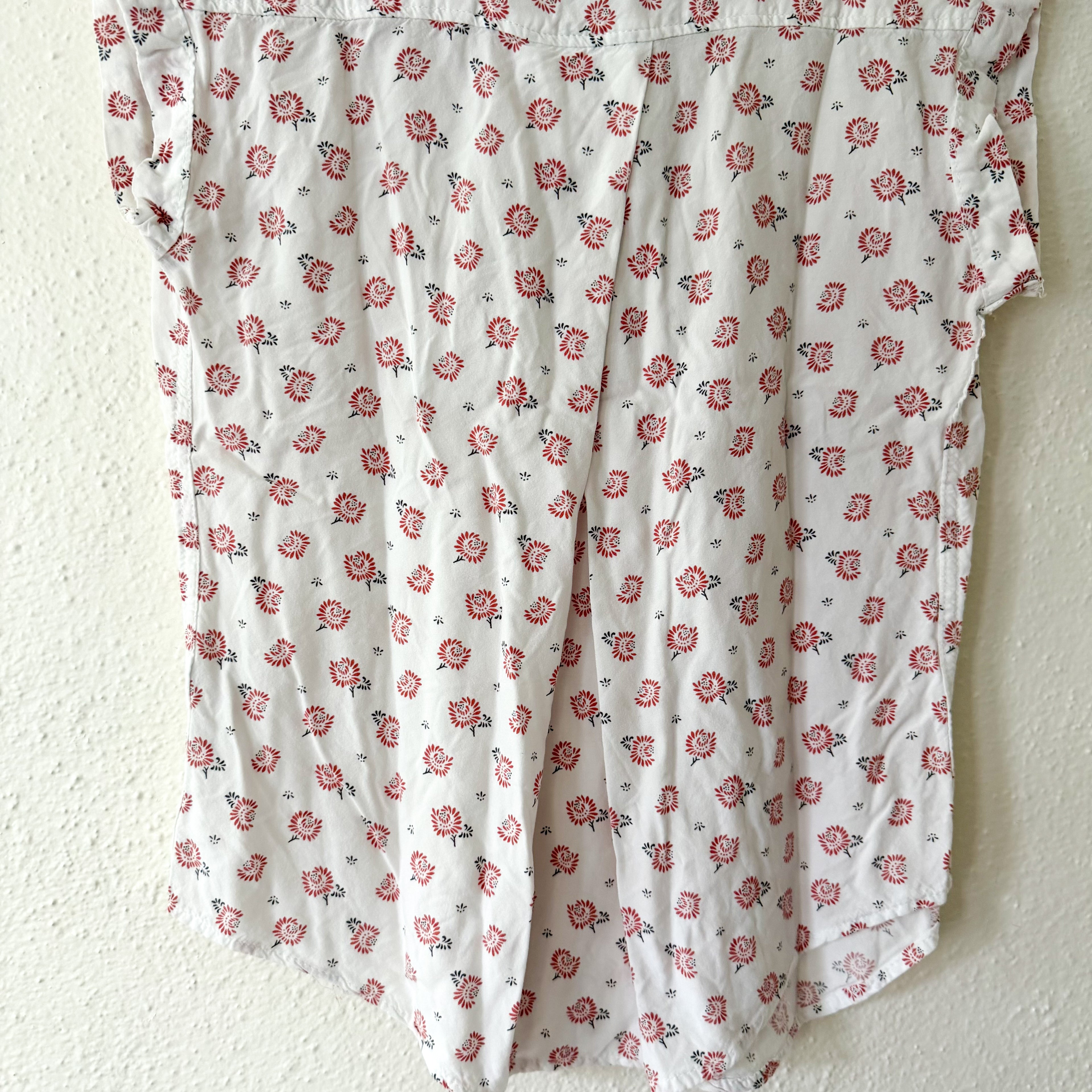 Jachs New York Girlfriend Floral Rayon Short Sleeve Button Up Blouse | XS