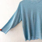 Free People Beach Turquoise Crewneck Open Weave Pullover Sweater | XS
