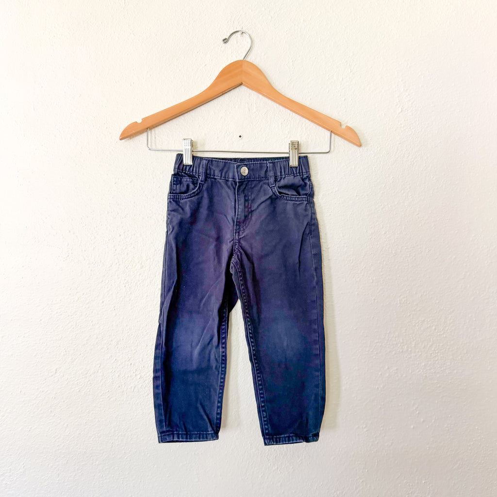 H&M Navy Blue Cotton Loose Fit Tapered Leg Pants | 3T