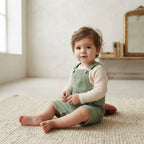 Zara Lightweight Cotton Light Green Shortalls | 12-18m