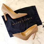MICHAEL Michel Kors Womens Birch Amara Taupe Leather Pointed Toe Pump | 6.5