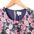 Cami NYC 100% Linen Cropped Purple Floral Puff Sleeve Blouse | XS
