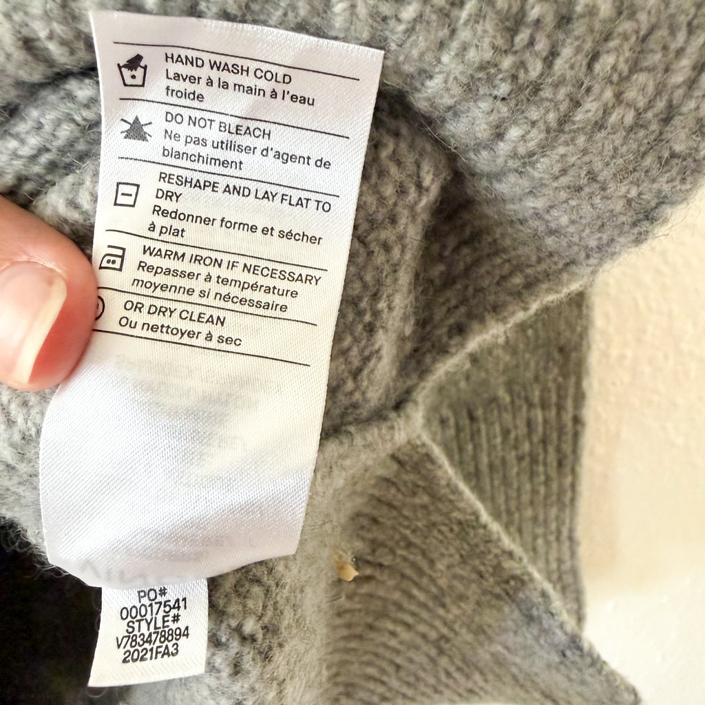 Vince 100% Cashmere Donegal Side Slit Turtleneck Sweater Heather Grey | XS