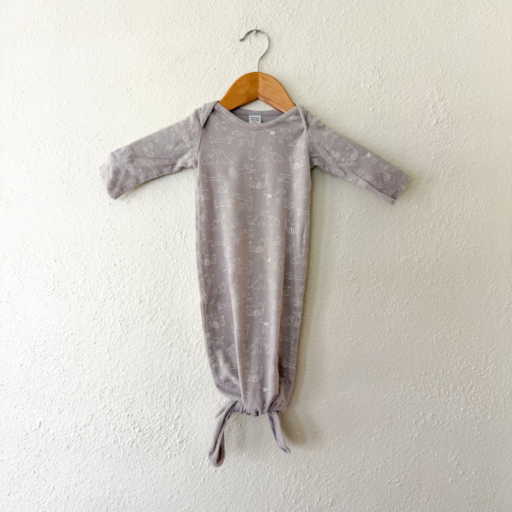 Nordstrom Silver Grey Printed Dogs Knotted Sleep Gown | OS