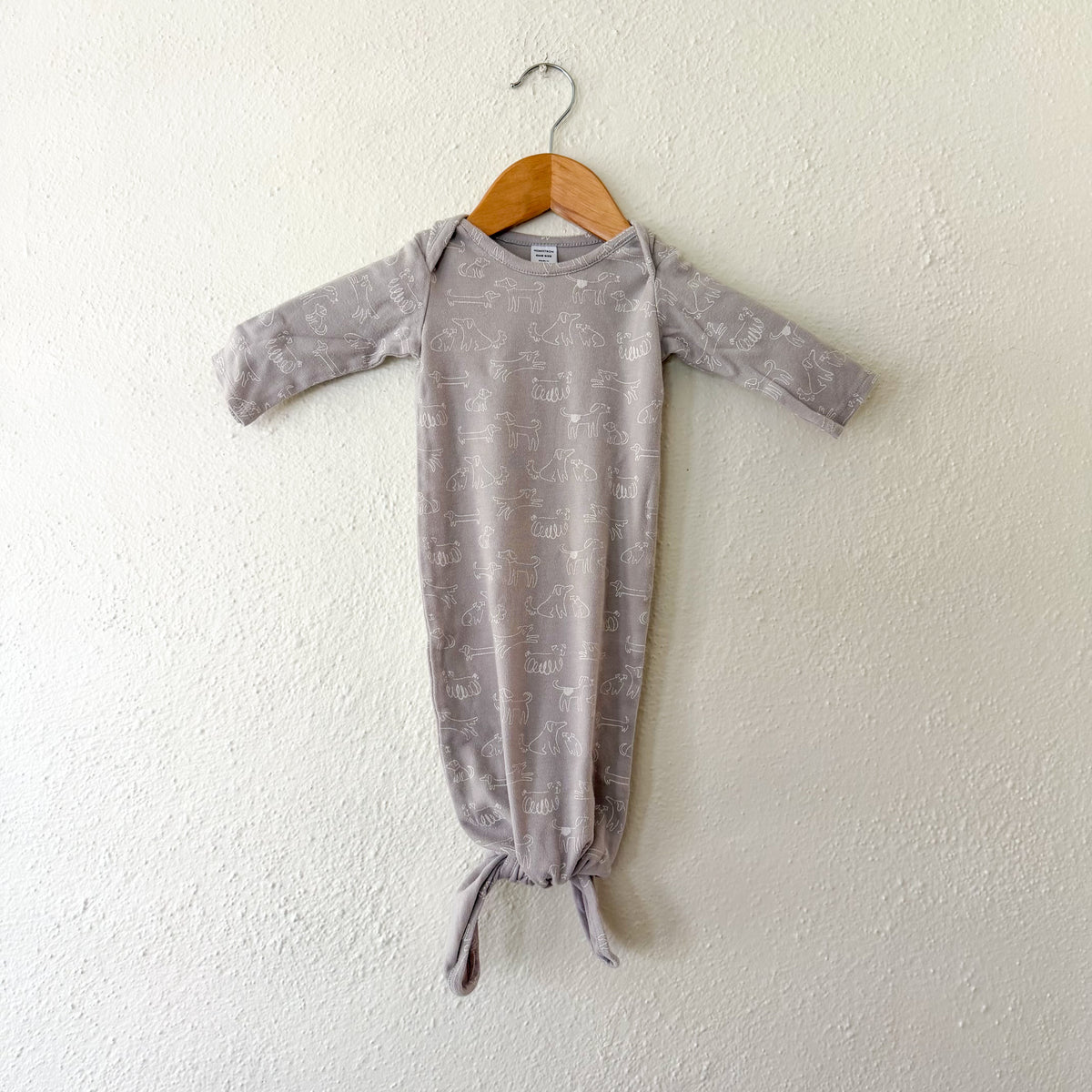 Nordstrom Silver Grey Printed Dogs Knotted Sleep Gown | OS