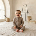 H&M 100% Washable Wool Beige Melange Long Sleeve Zipper Jumpsuit | 6-9m