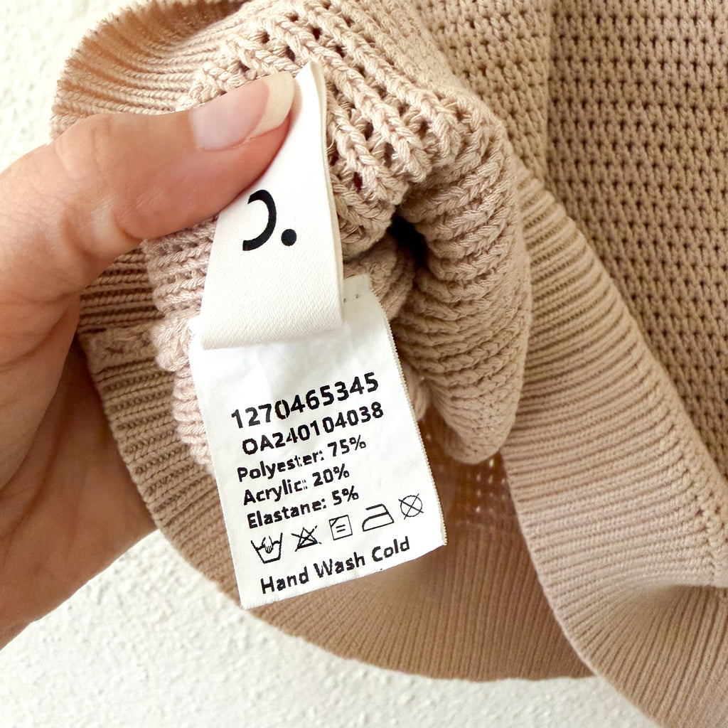 Commense Sleeveless Mockneck Sweater Top in Neutral Beige | XS