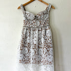 Self-Portrait White Diamante Rhinestone Embellished Lace Midi Dress | 0