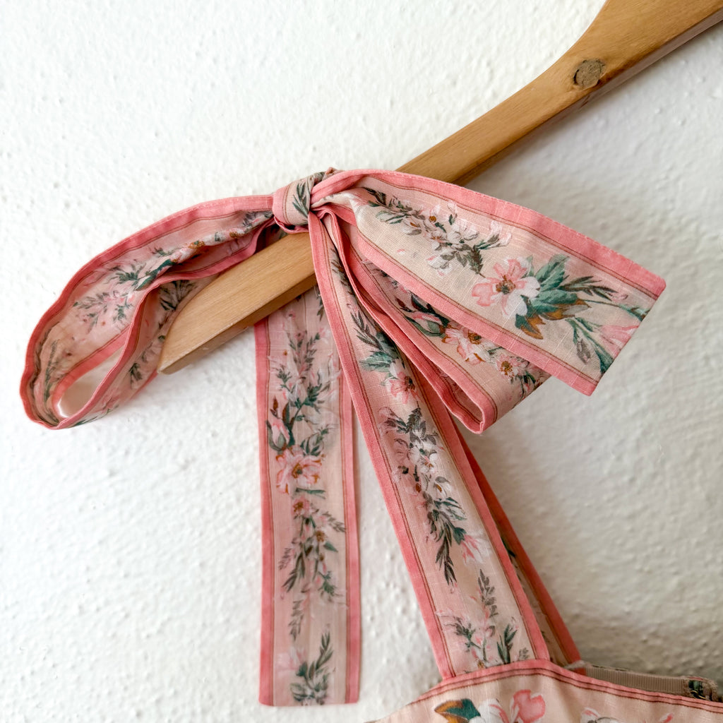 Zimmermann Pink Floral Moonshine Strappy Tie Shoulder Maxi Dress | 0P