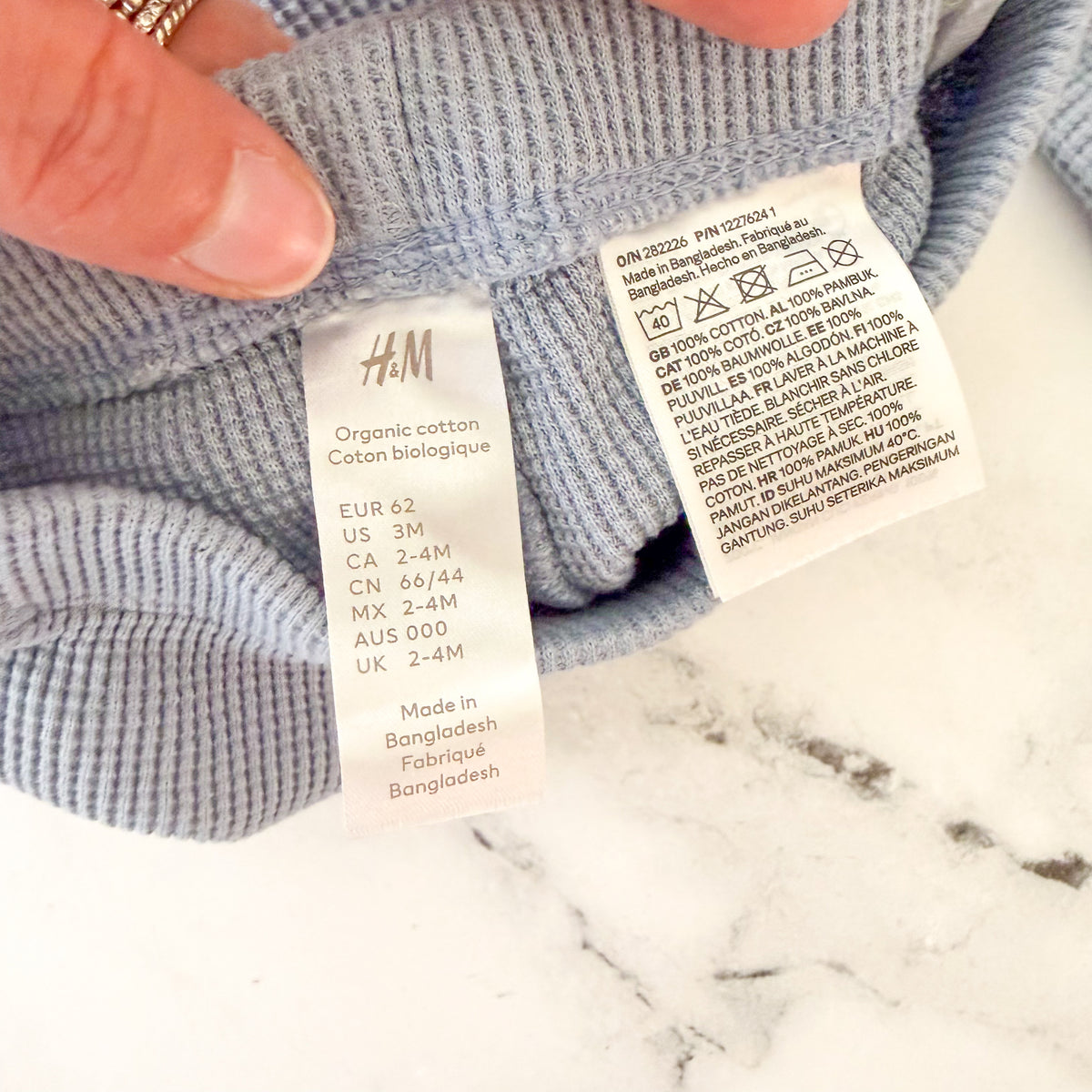 H&M Dusty Slate Blue Waffle Weave T-Shirt & Shorts Knit Set | 0-3m