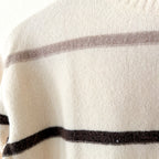 Chico's Sequined Stripe Pullover Sweater in English Cream | 00/XS